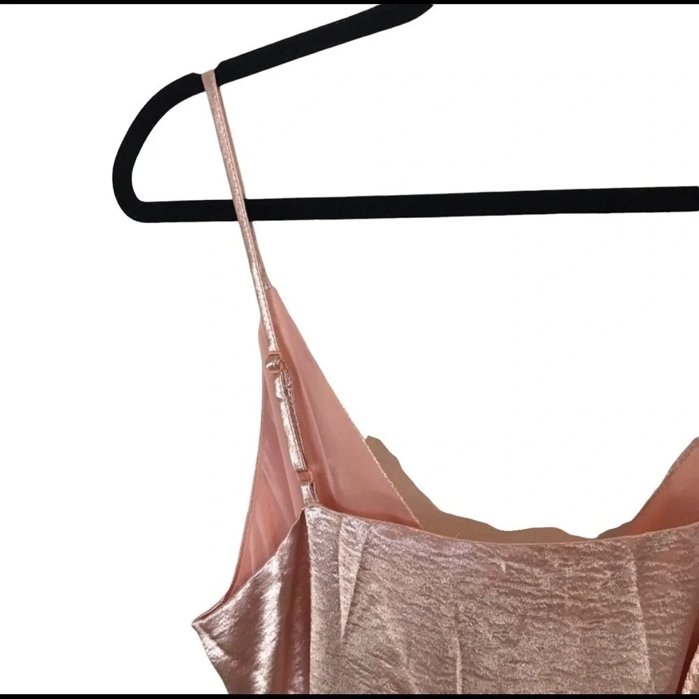 Anthropologie Lost Wander Pink Satin Wrap Ruffle Mini Fairycore Graduation Dress - Picture 7 of 11